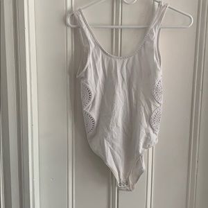 Top shop body suit with side cut out detail